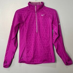 Nike Dri-FIT Running Top Wmns Small Purple Polyester 1/2 Zip Geometric Pullover